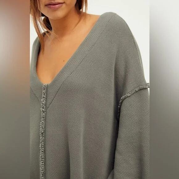 FP BEACH (free people) Coastline Cozy Midi Dress Slouchy Oversized Size M Pocket - Picture 2 of 8